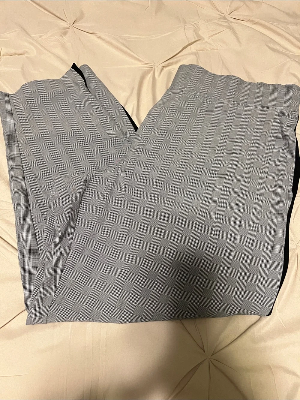 Athleta Brooklyn Plaid Ankle Pants with Black Side Stripe